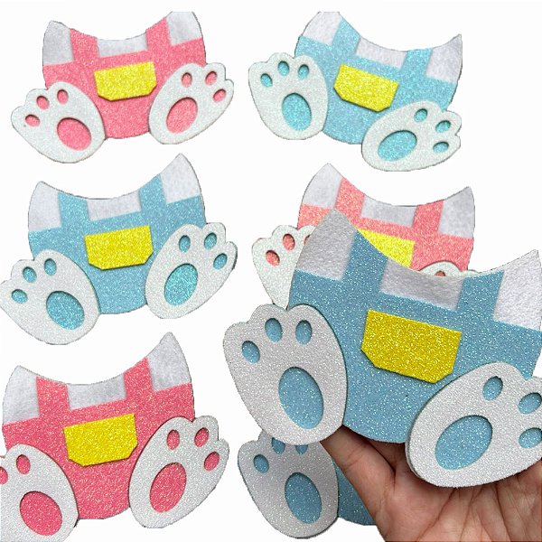 Medalha Feltro EVA Patinha Coelho Páscoa - 10 unidades