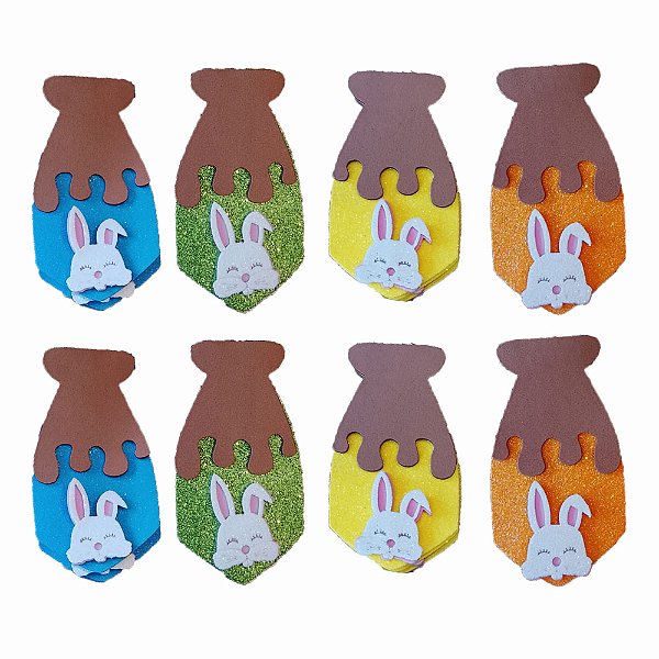 Gravata Social EVA Coelho Chocolate Páscoa - 10 unidades