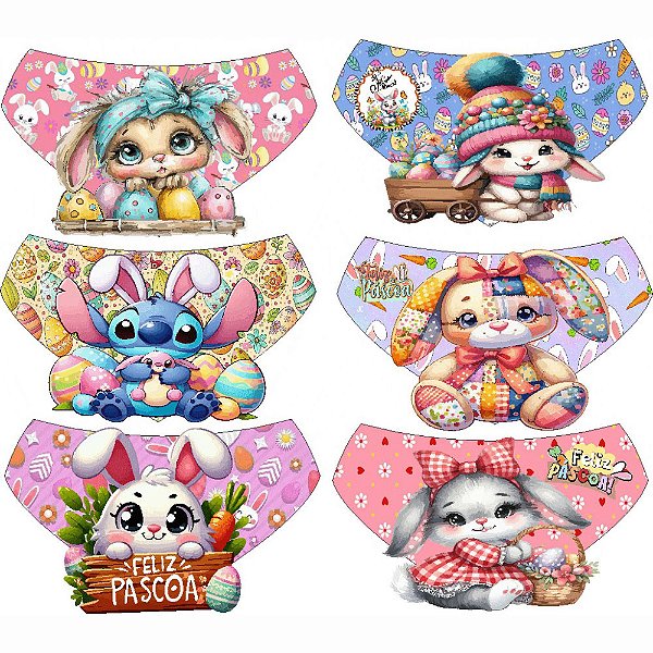 Bandanas Couro Sintético Estampado Páscoa - 10 unidades