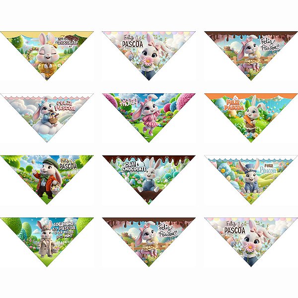 Bandanas Tecido Estampado Páscoa Mod.2 - 10 unidades
