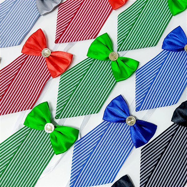 Gravata Social Laço Estampado Listrado - 10 unidades