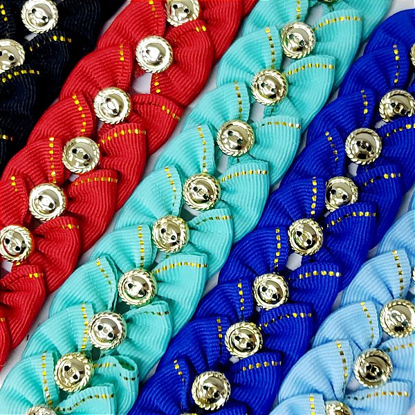 Laço Borboleta Pespontada Ouro Macho - 10 unidades