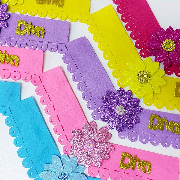 Gargantilha Feltro EVA Florzinha Diva - 10 unidades