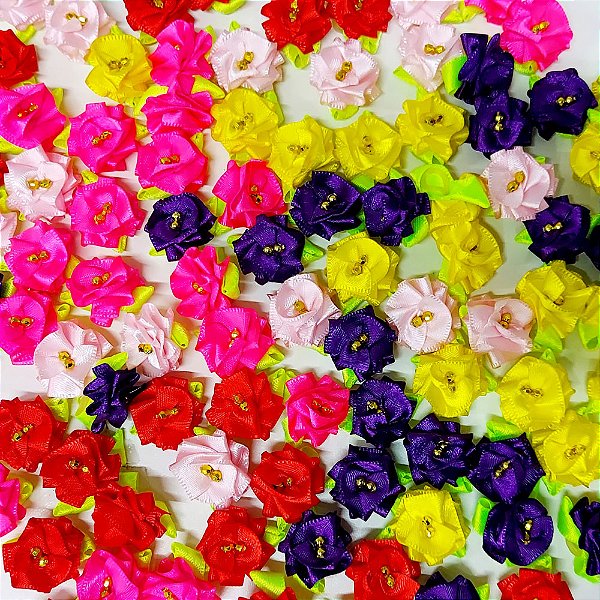 Laço Penteado Flor Cetim Mod.2 - 10 unidades