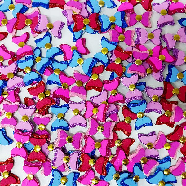 Adesivos EVA Glitter Lacinhos - 10 unidades