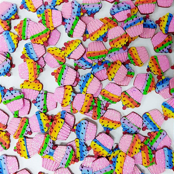 Adesivos EVA Glitter Cupcake - 10 unidades