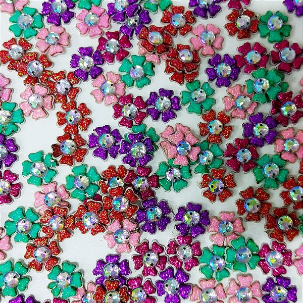Adesivos EVA Glitter Florzinha Mod.2 - 20 unidades