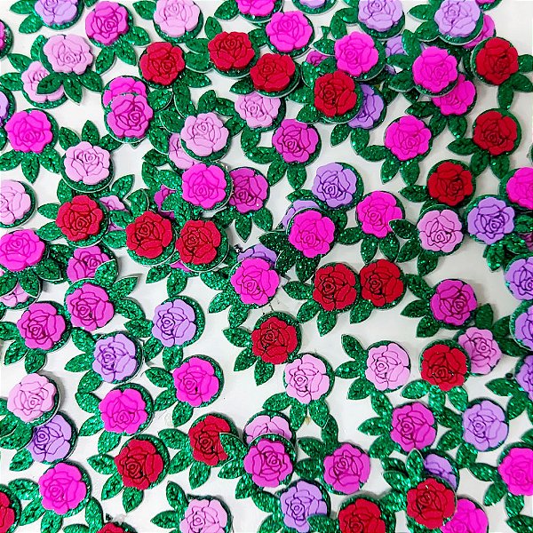 Adesivos EVA Glitter Flor Mod.1 - 10 unidades