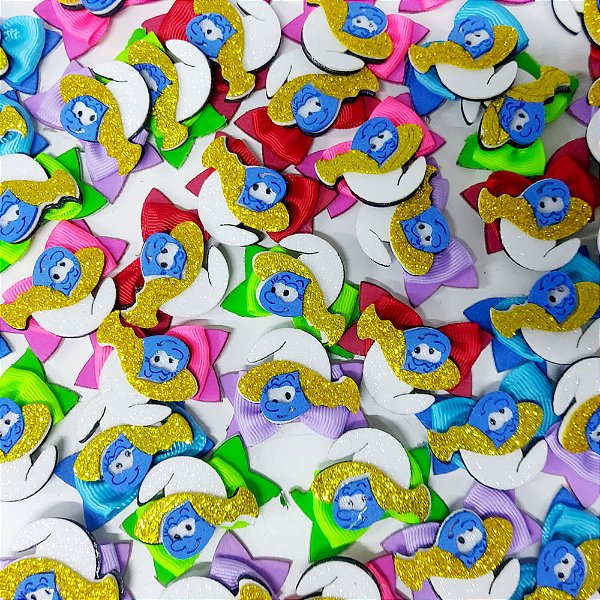 Laço Adesivo Borboleta EVA Smurfs - 10 unidades