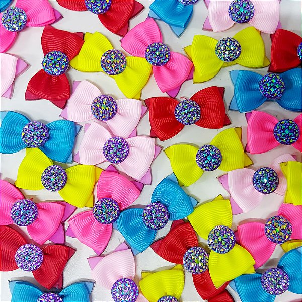 Laço Adesivo Borboleta EVA Pedraria Mod.7 - 10 unidades