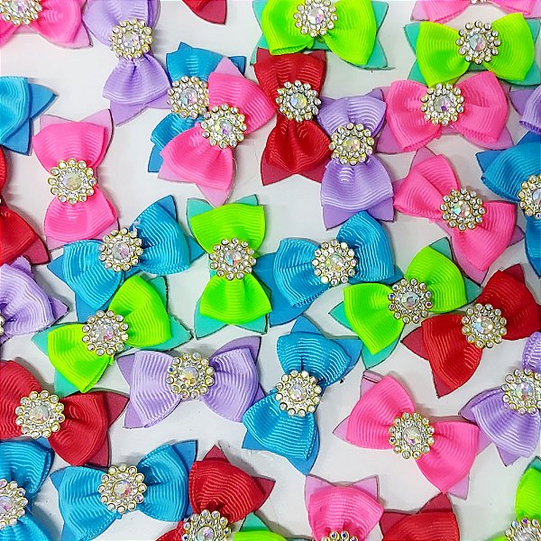 Laço Adesivo Borboleta EVA Pedraria Mod.1 - 10 unidades