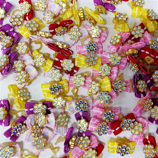 Laço Micro Borboleta Jeans Pedraria - 20 unidades