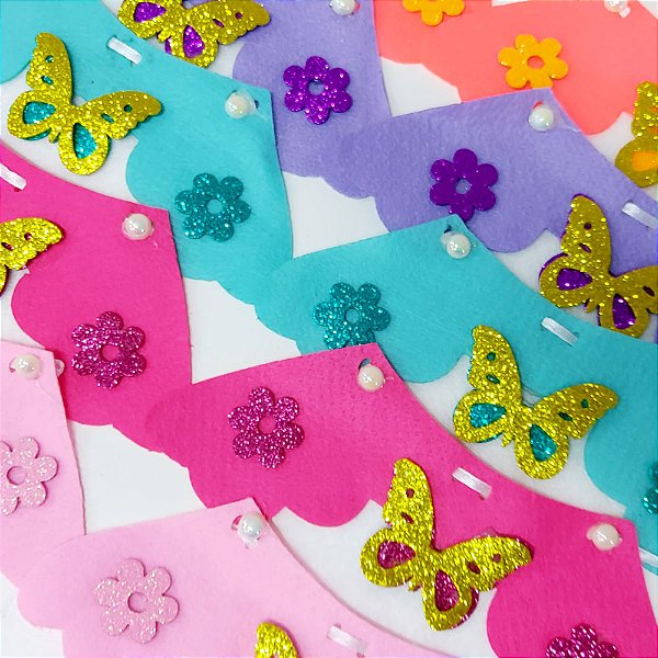 Gargantilha Feltro EVA Borboleta - 10 unidades