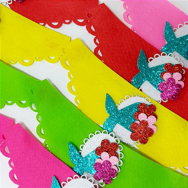 Gargantilha Feltro EVA Sereia - 10 unidades