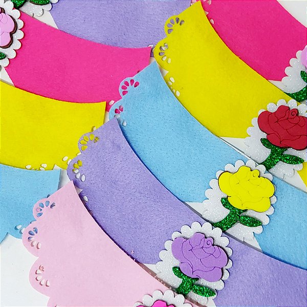 Gargantilhas Feltro EVA Flor - 10 unidades