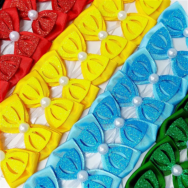 Gravata Borboleta Duplo EVA Pérola - 10 unidades