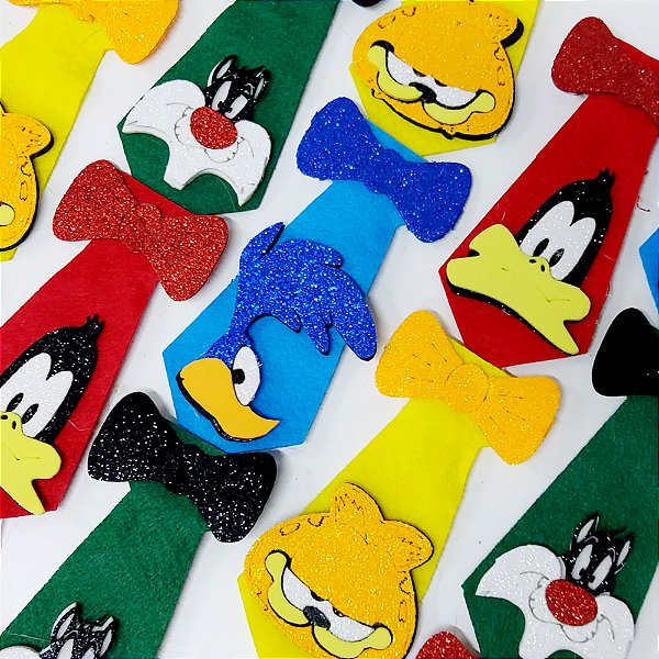 Gravata Social Laço Feltro EVA Personagens Mod.2 - 10 unidades