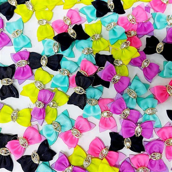 Laço Adesivo Borboleta EVA Pedraria Mod.9 - 10 unidades