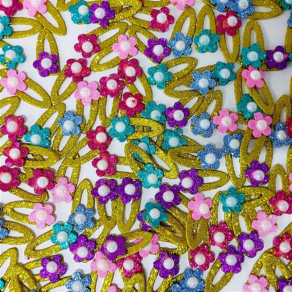 Adesivos EVA Glitter TicTac Florzinha Mod.2 - 10 unidades