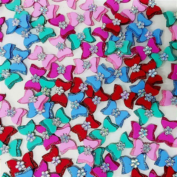 Adesivos EVA Glitter Lacinhos Mod.3 - 10 unidades