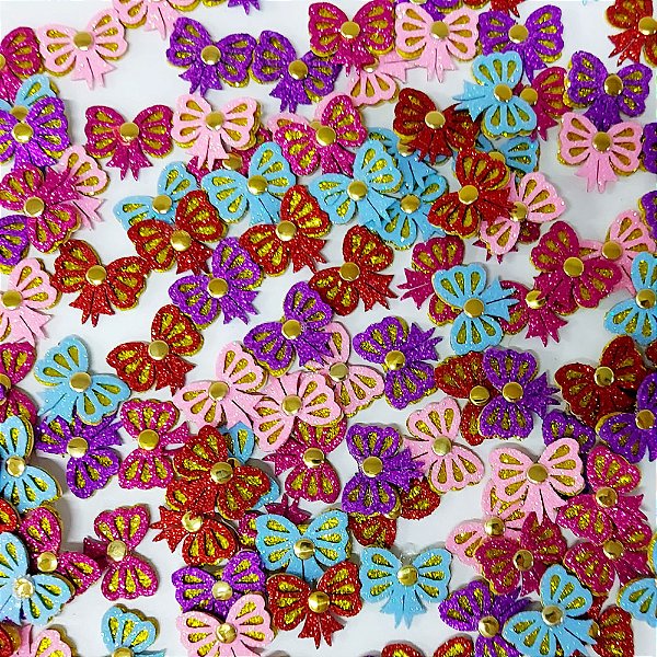 Adesivos EVA Glitter Lacinhos Mod.4 - 10 unidades