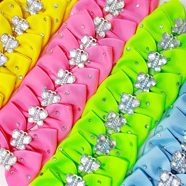 Laço Borboleta Ponto Brilho Chaton - 10 unidades