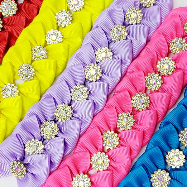 Laço Borboleta Pedraria Joia Redonda Mod.2 - 10 unidades