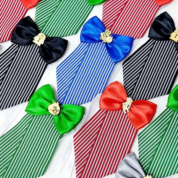 Gravata Social Laço Estampado Listrado Mod.2 - 10 unidades