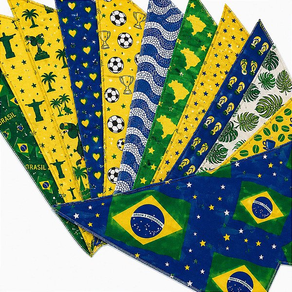 Bandanas Tricoline Estampado Copa Brasil - 10 unidades