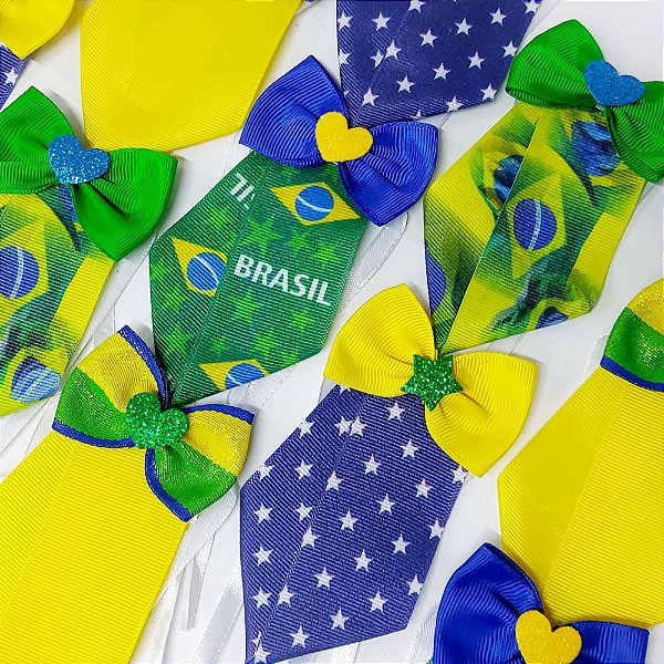 Gravata Social Laço Estampado Copa Brasil Mod.3 - 10 unidades