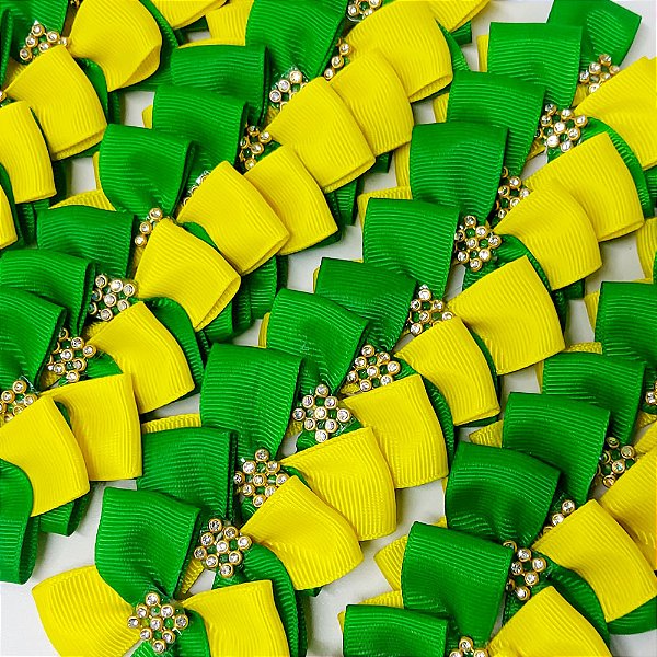 Laço X Strass Copa Brasil - 10 unidades