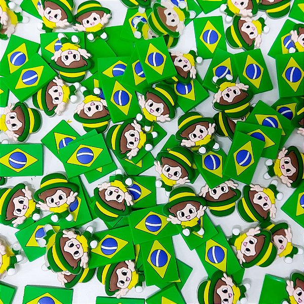 Laço Penteado Emborrachado Copa Brasil Mod.1 - 10 unidades
