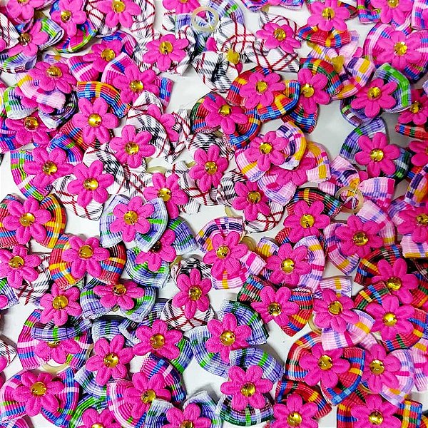 Laço Borboleta Estampado Florzinha Festa Junina - 10 unidades