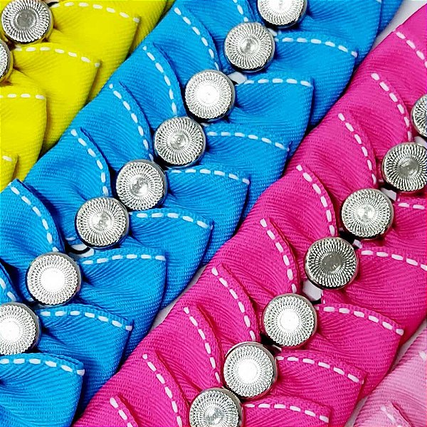 Laço Borboleta Pespontada Jeans Botão - 10 unidades