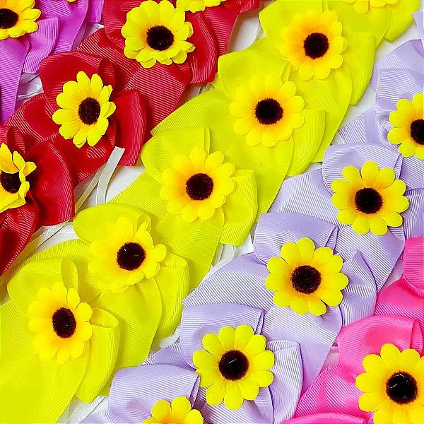 Laço Pescoço Florzinha Girassol - 10 unidades