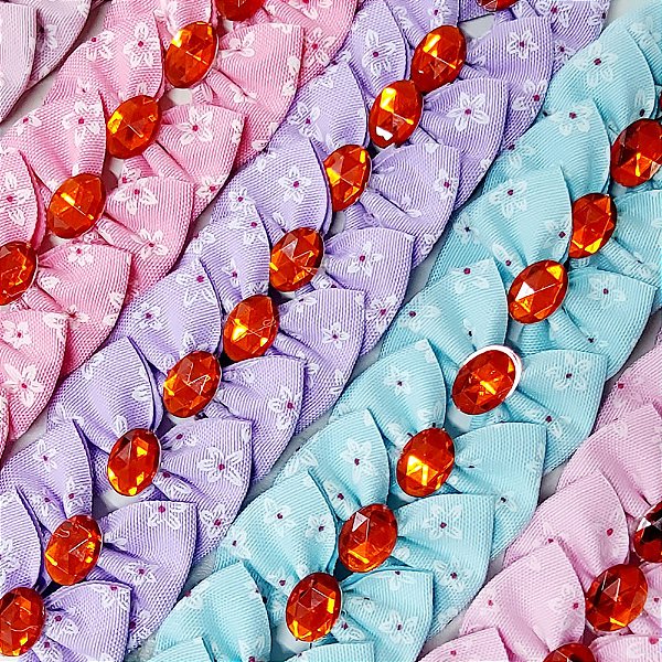 Laço Borboleta Estampado Floral Chaton - 10 unidades