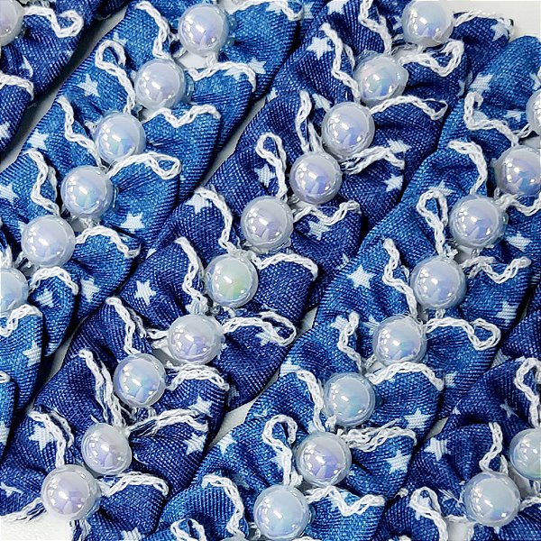 Laço Borboleta Jeans Pérola - 10 unidades