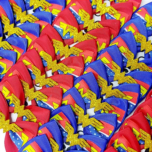 Laço Maxi Borboleta Duplo Estampado Mulher Maravilha - 10 unidades