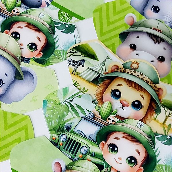 Bandanas Tecido Estampado 3D Safari - 10 unidades