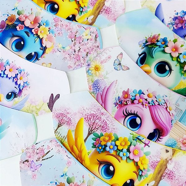 Bandanas Tecido Estampado 3D Pássaros - 10 unidades