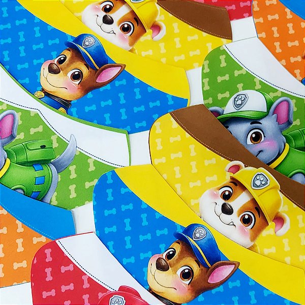 Bandanas Tecido Estampado 3D Patrulha Canina - 10 unidades
