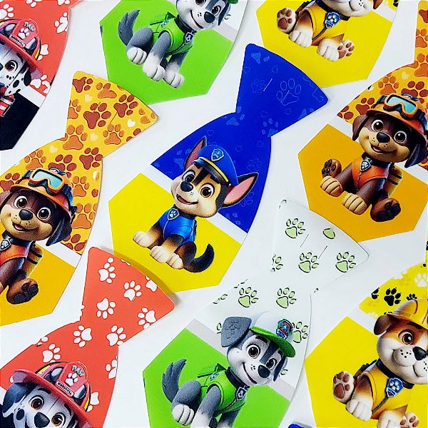 Gravata Social Tecido Estampado Patrulha Canina - 10 unidades