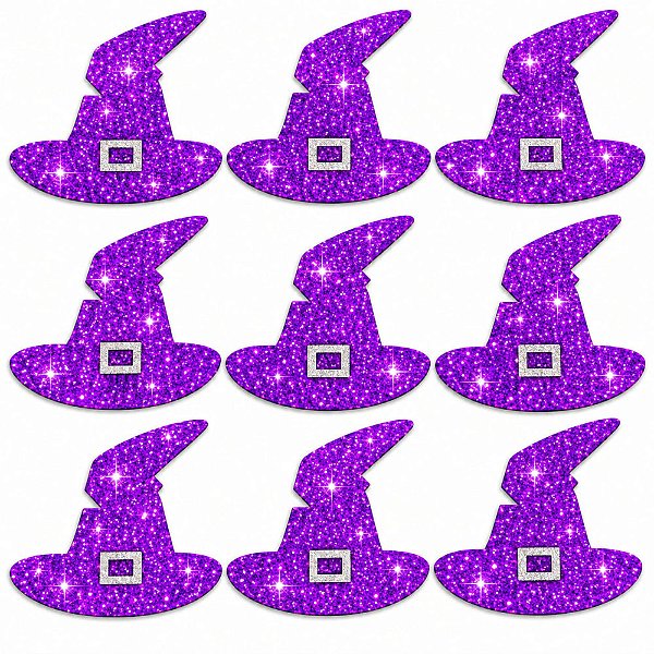 Adesivos EVA Glitter Chapéu Bruxa Halloween - 20 unidades