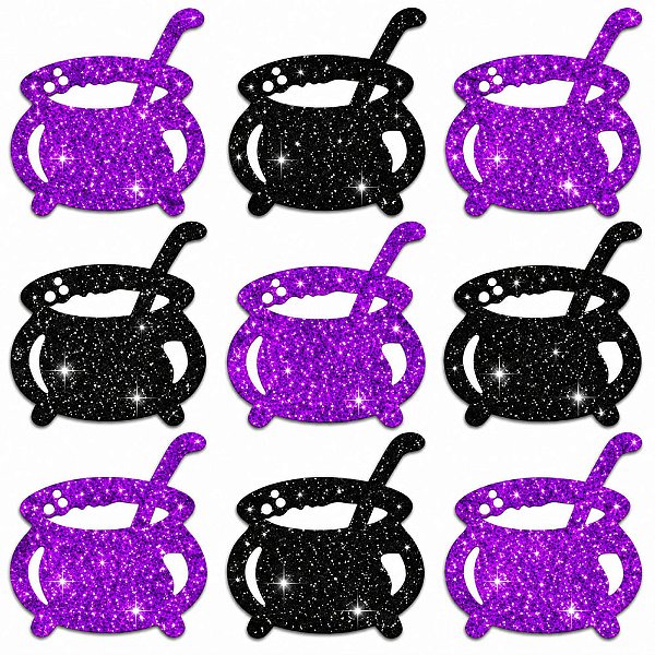 Adesivos EVA Glitter Caldeirão Bruxa Halloween - 20 unidades