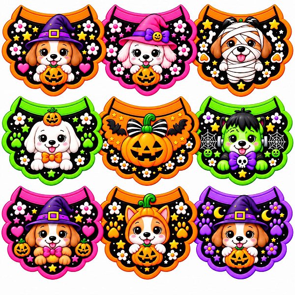 Bandanas Tecido Estampado 3D Halloween - 10 unidades