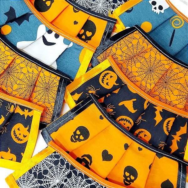Babador Tricoline Estampado Halloween - 10 unidades