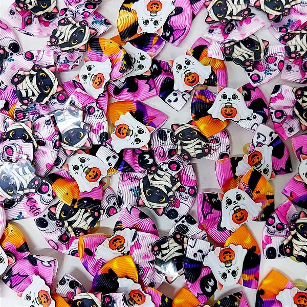Laço Borboleta Estampado PF Halloween Mod.2 - 10 unidades