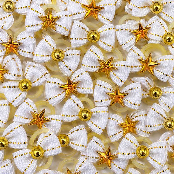 Laço Micro Borboleta Pespontada Ouro Ano Novo - 20 unidades