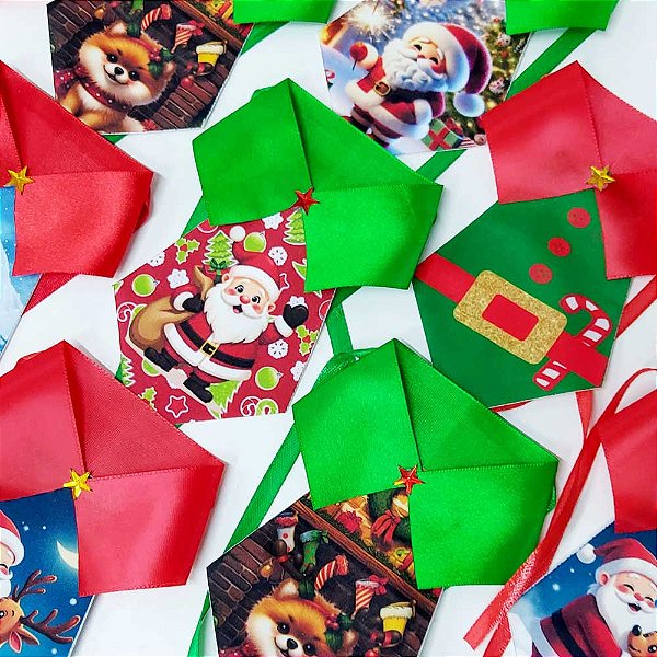 Colarinho Fechado Social Tecido Estampado Natal - 10 unidades