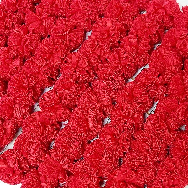 Laço Penteado Pompom Malha (Vermelho) Natal - 10 unidades